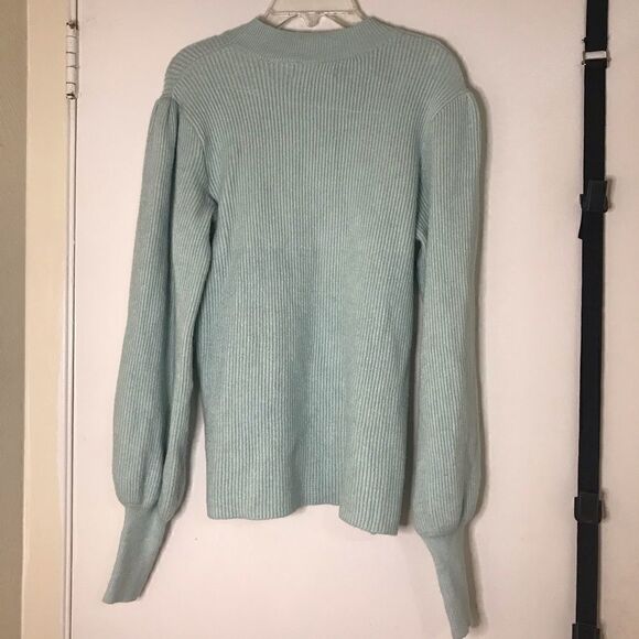 Line & Dot Balloon Sleeve Mint Pullover Sweater - Picture 5 of 6